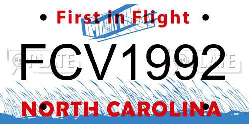 FCV1992 North Carolina License Plate