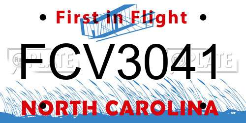 FCV3041 North Carolina License Plate