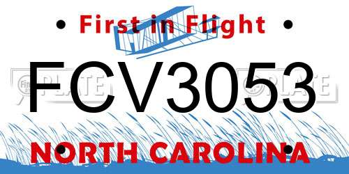 FCV3053 North Carolina License Plate