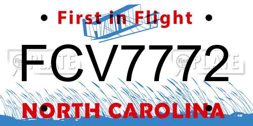 FCV7772 North Carolina License Plate