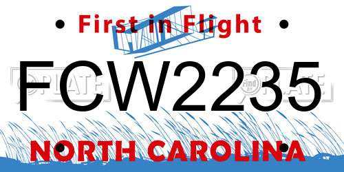 FCW2235 North Carolina License Plate