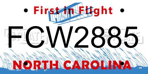 FCW2885 North Carolina License Plate
