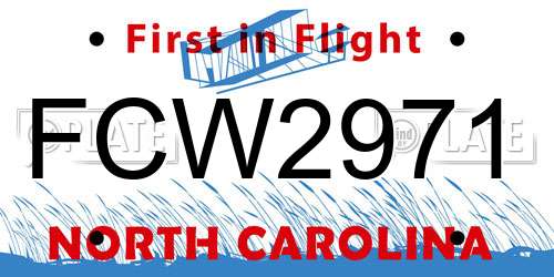 FCW2971 North Carolina License Plate
