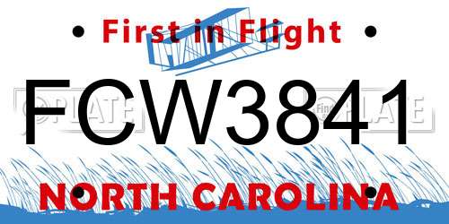 FCW3841 North Carolina License Plate