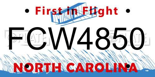 FCW4850 North Carolina License Plate