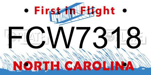 FCW7318 North Carolina License Plate
