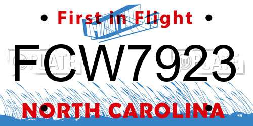 FCW7923 North Carolina License Plate