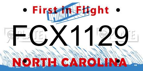 FCX1129 North Carolina License Plate