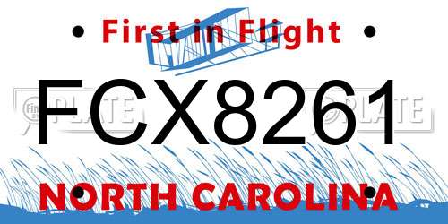 FCX8261 North Carolina License Plate