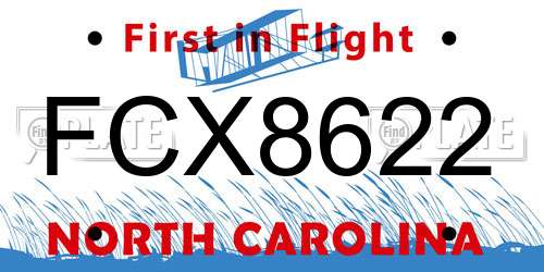 FCX8622 North Carolina License Plate