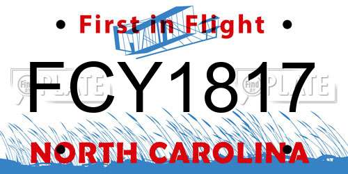 FCY1817 North Carolina License Plate