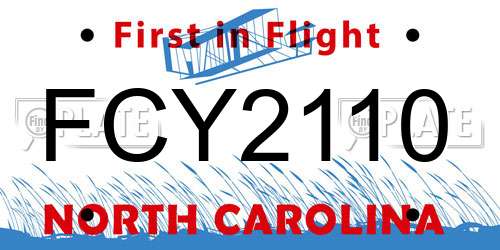 FCY2110 North Carolina License Plate