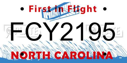 FCY2195 North Carolina License Plate