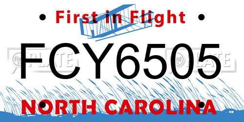 FCY6505 North Carolina License Plate