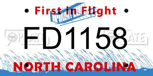 FD1158 North Carolina License Plate