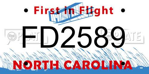 FD2589 North Carolina License Plate