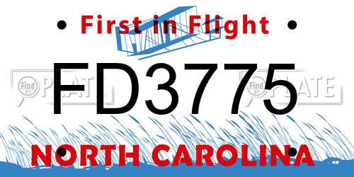 FD3775 North Carolina License Plate