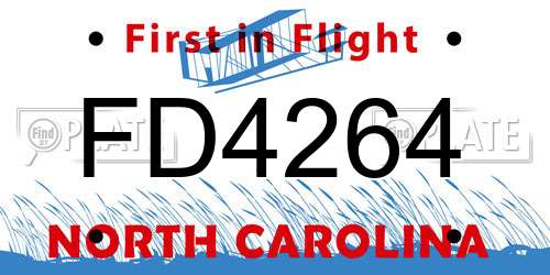FD4264 North Carolina License Plate