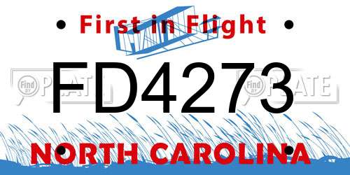 FD4273 North Carolina License Plate