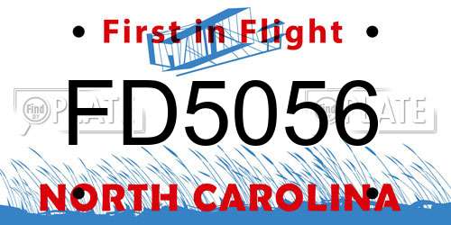 FD5056 North Carolina License Plate
