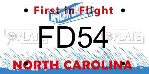 FD54 North Carolina License Plate