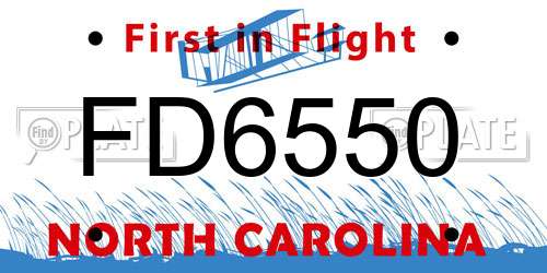 FD6550 North Carolina License Plate