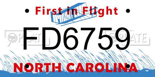 FD6759 North Carolina License Plate