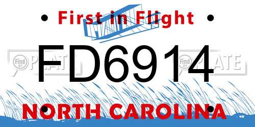 FD6914 North Carolina License Plate