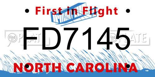 FD7145 North Carolina License Plate