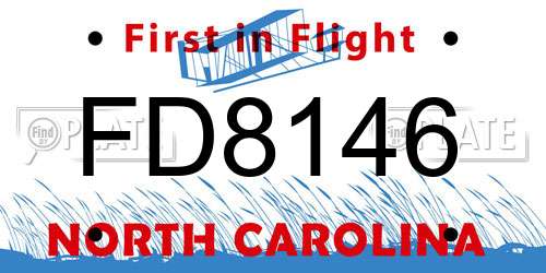 FD8146 North Carolina License Plate