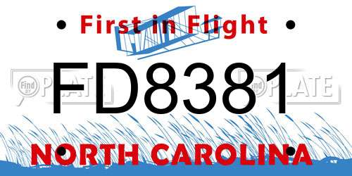 FD8381 North Carolina License Plate
