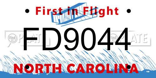 FD9044 North Carolina License Plate