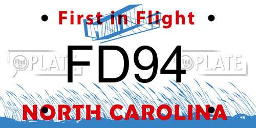 FD94 North Carolina License Plate
