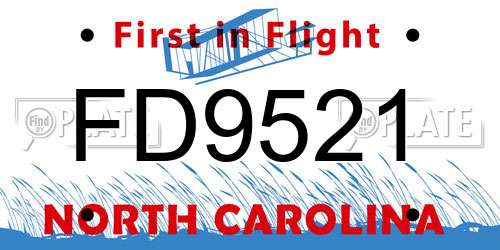 FD9521 North Carolina License Plate