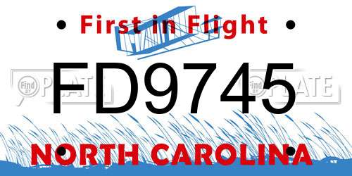 FD9745 North Carolina License Plate