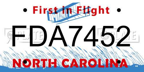 FDA7452 North Carolina License Plate