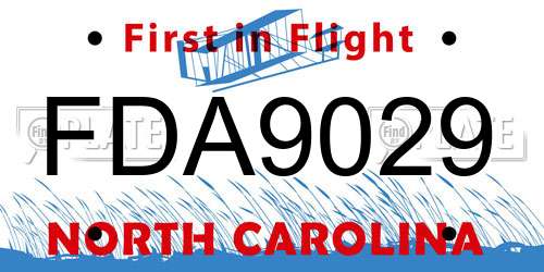 FDA9029 North Carolina License Plate