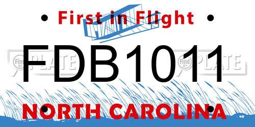 FDB1011 North Carolina License Plate