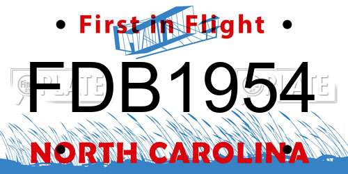 FDB1954 North Carolina License Plate