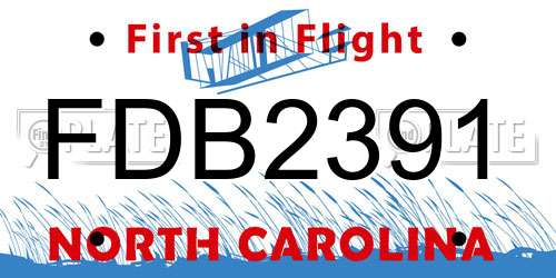 FDB2391 North Carolina License Plate