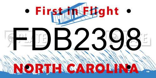 FDB2398 North Carolina License Plate