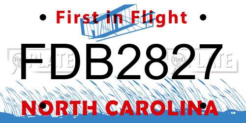 FDB2827 North Carolina License Plate
