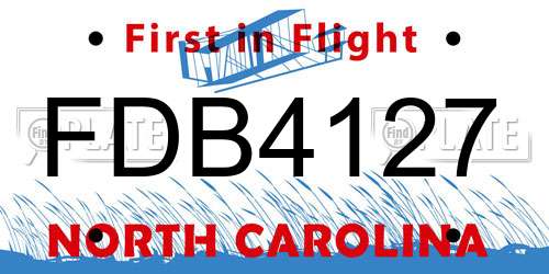 FDB4127 North Carolina License Plate