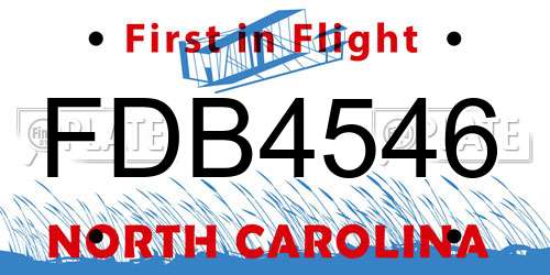 FDB4546 North Carolina License Plate