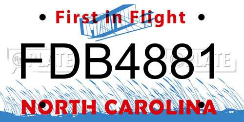 FDB4881 North Carolina License Plate