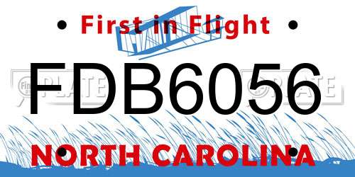 FDB6056 North Carolina License Plate