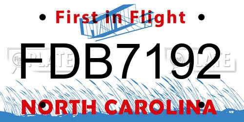 FDB7192 North Carolina License Plate