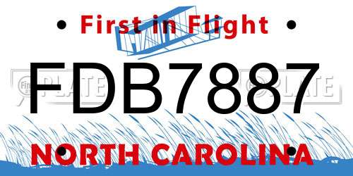 FDB7887 North Carolina License Plate