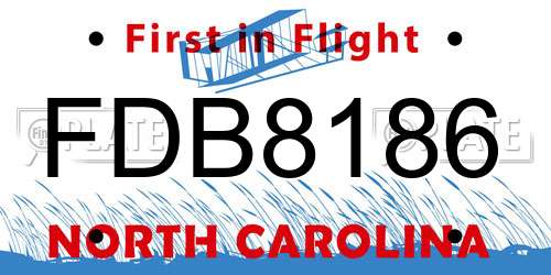 FDB8186 North Carolina License Plate