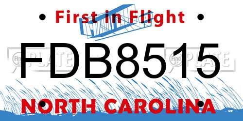 FDB8515 North Carolina License Plate
